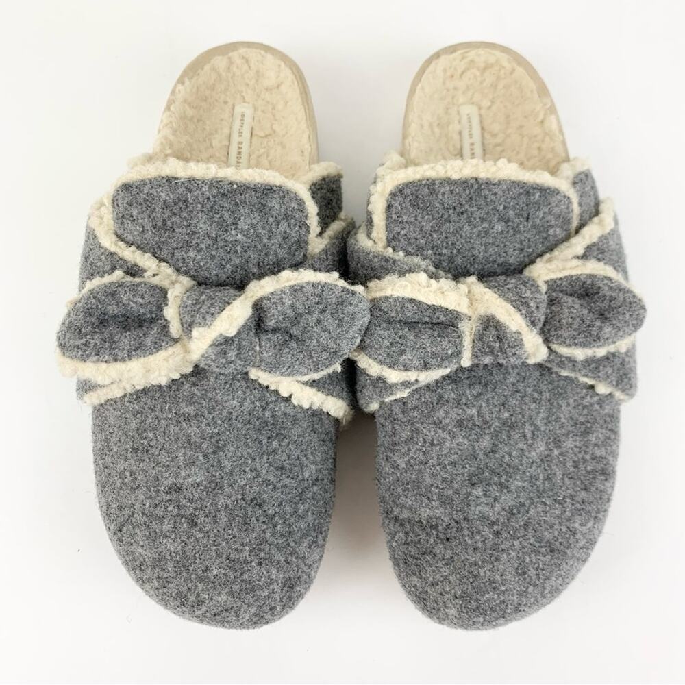 Loeffler Randall Bree Clog Slip On Studded Slipper Mules Wool Grey 8